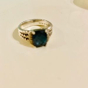 David Yurman Petite Wheaton Ring in Blue Topaz